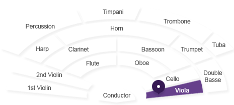 비올라 위치 : 지휘자 기준 가장 오른쪽에 있습니다.