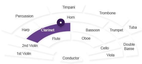 클라리넷 위치 : 지휘자 기준 플루트 뒤에 있습니다.